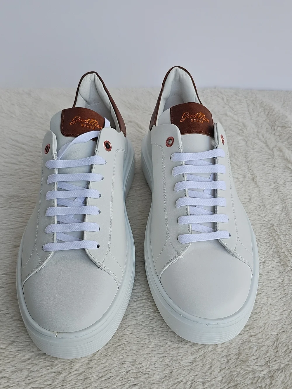 ​NIB Good Man Brand Men's White Leather Low Top Sneakers Sz 7.5